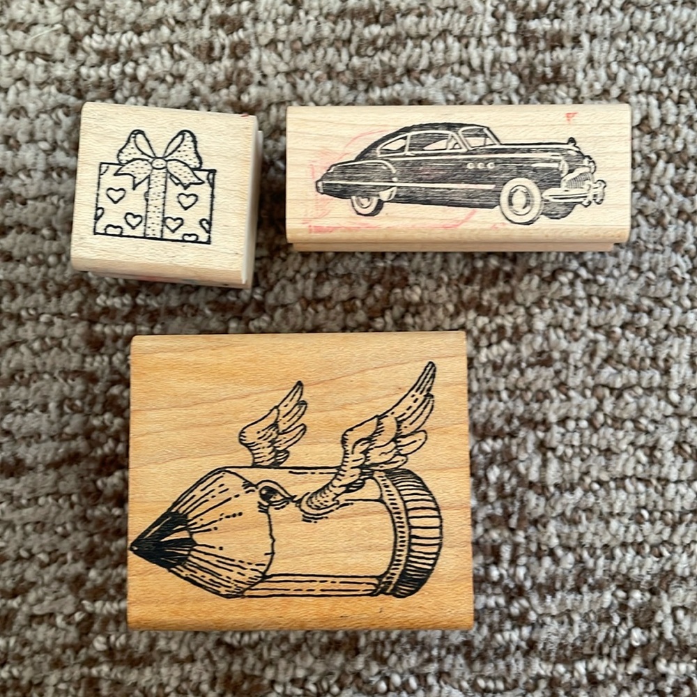 3 rubber stamps in almost new condition